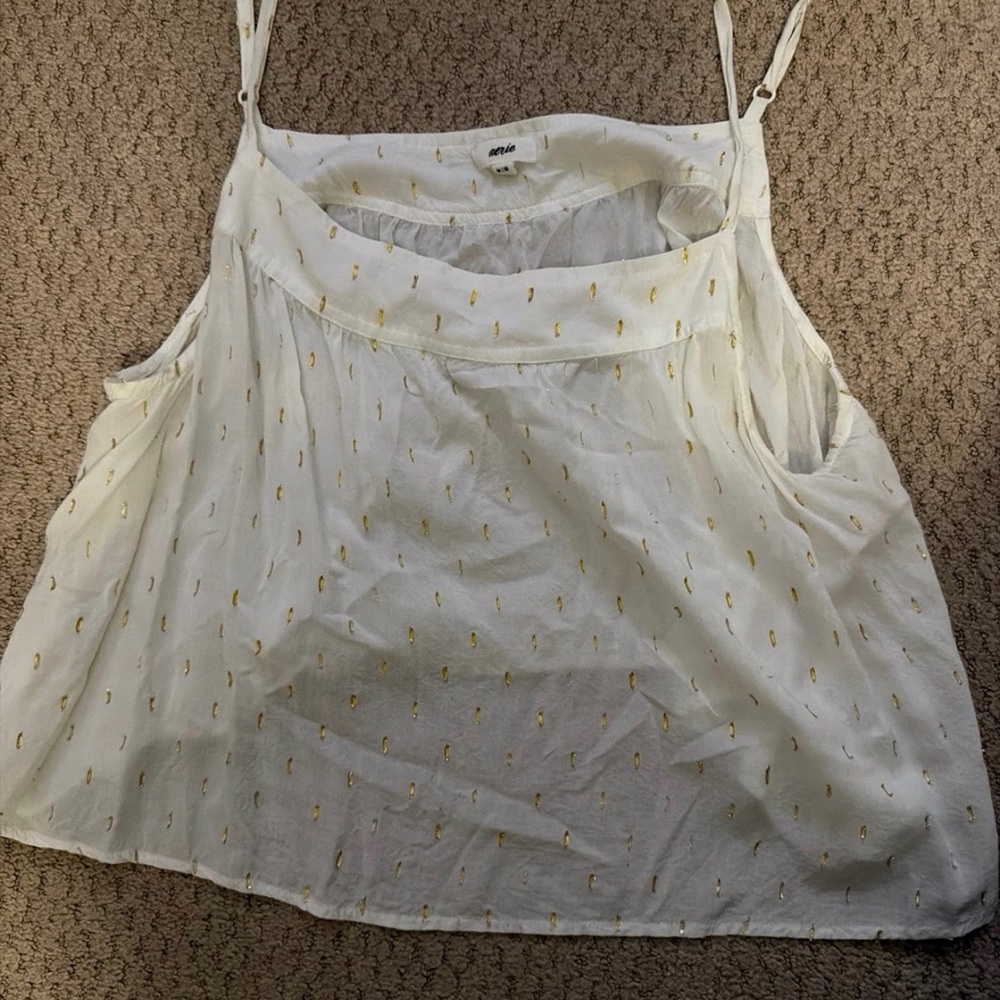 Aerie White Camisole with Gold Accents